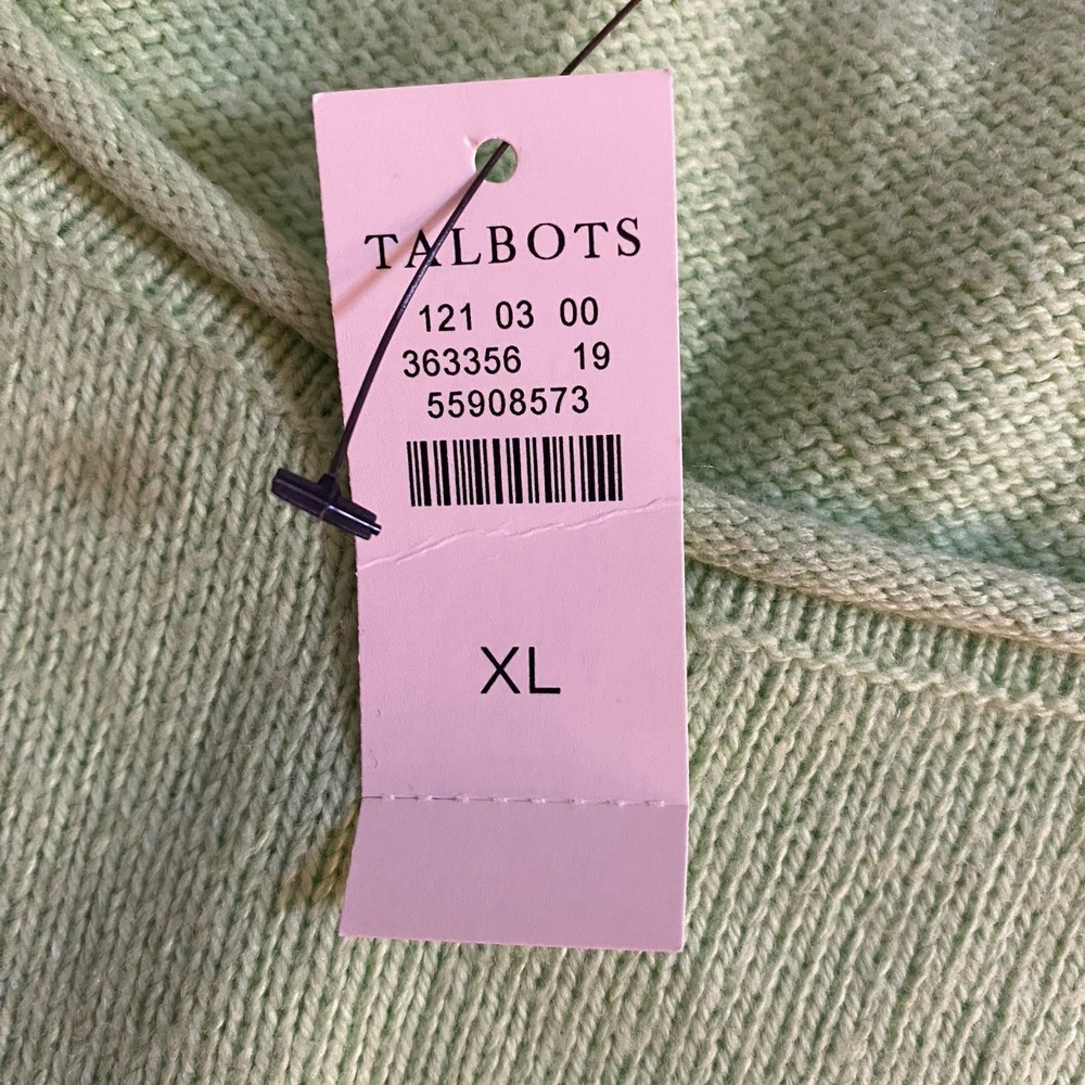 TALBOTS Womens Sweater XL Green Striped  Roll Neck Pocket Patty Lightweight NEW - Picture 4 of 12